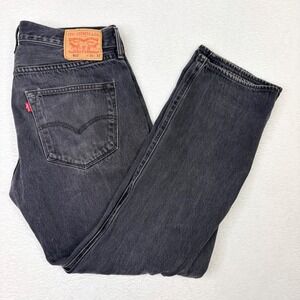 Levi Strauss 501 Mens Jeans Black 36x32 Measures 34x29 Button Fly Straight Leg